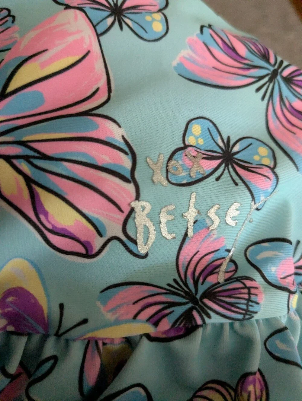 Betsey Johnson Girls 3T Swimsuit, Blue Butterflies
